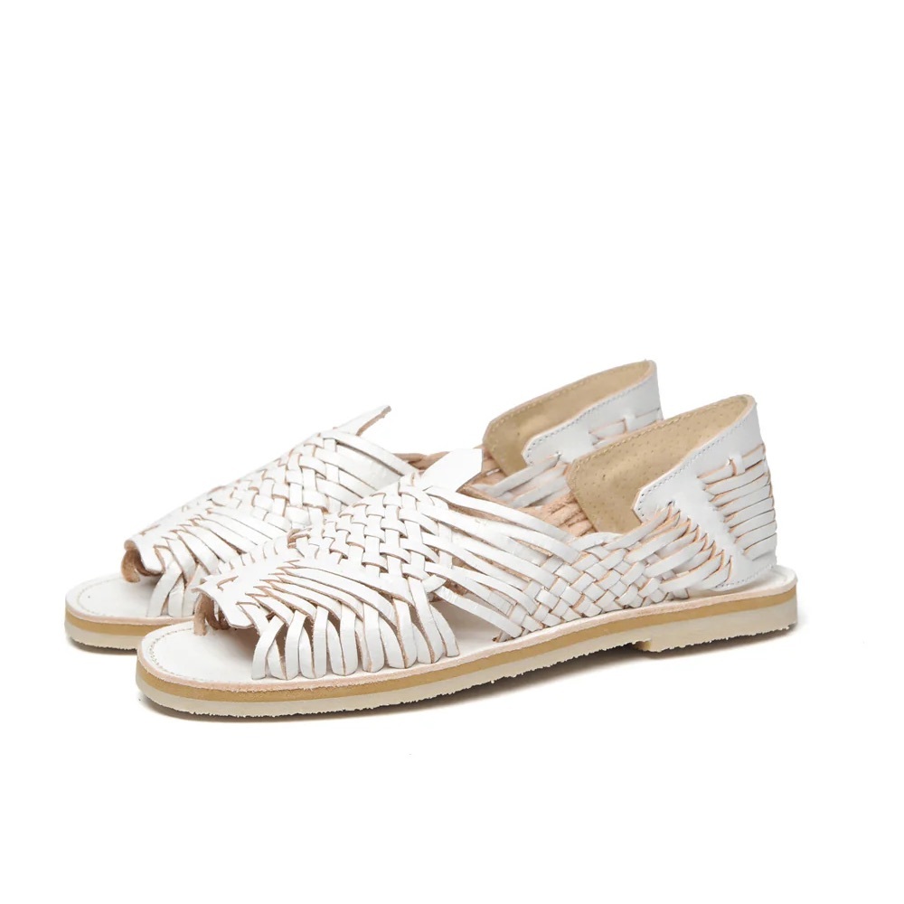 Chamula Leather Huaraches - white - 8.5